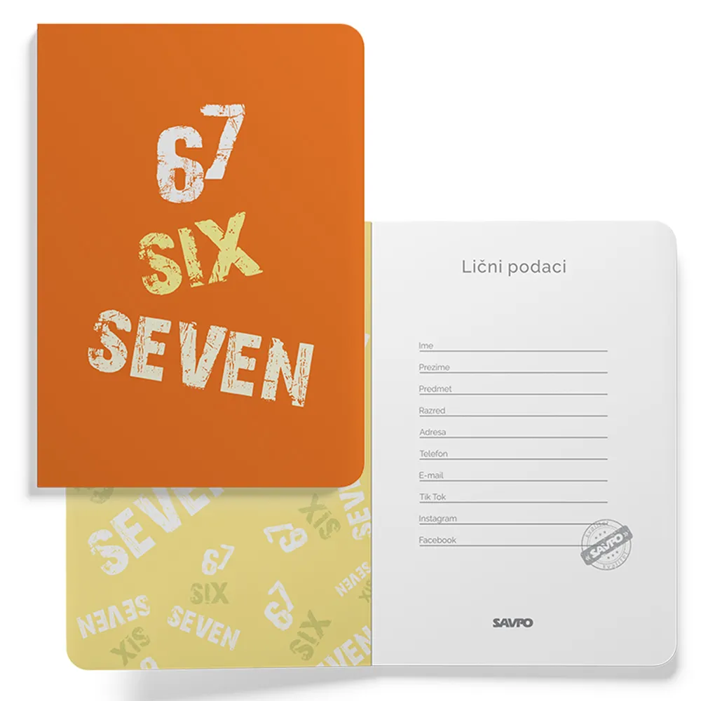Sveska A5 uske i široke linije SIX SEVEN