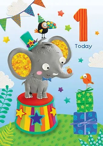 Rođendanska čestitka AGE 1 CIRCUS ELEPHANT 