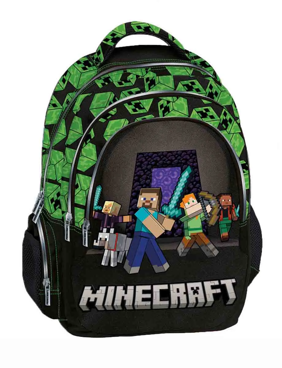 Školski ranac MINECRAFT crno-zeleni