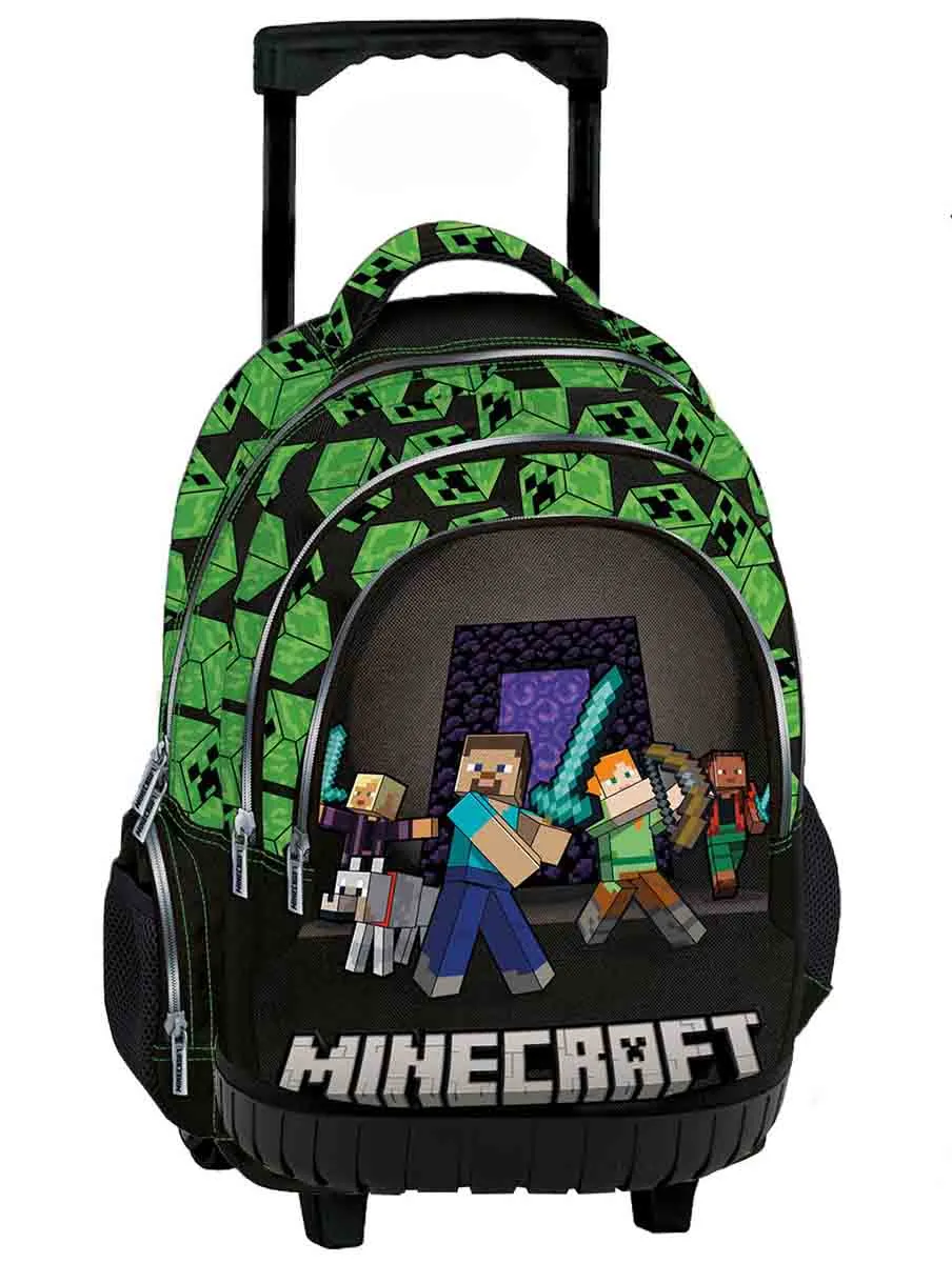 Ranac sa točkićima MINECRAFT crno-zeleni