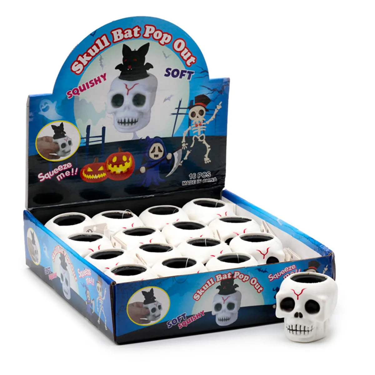 HALLOWEEN antistres igračka SKULL BAT