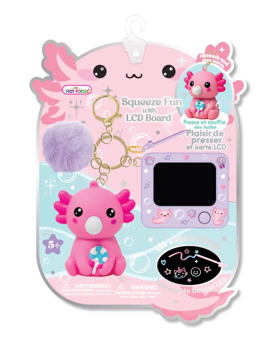 Privezak za ključeve sa antistres igračkom i lcd ekranom za pisanje PINK 