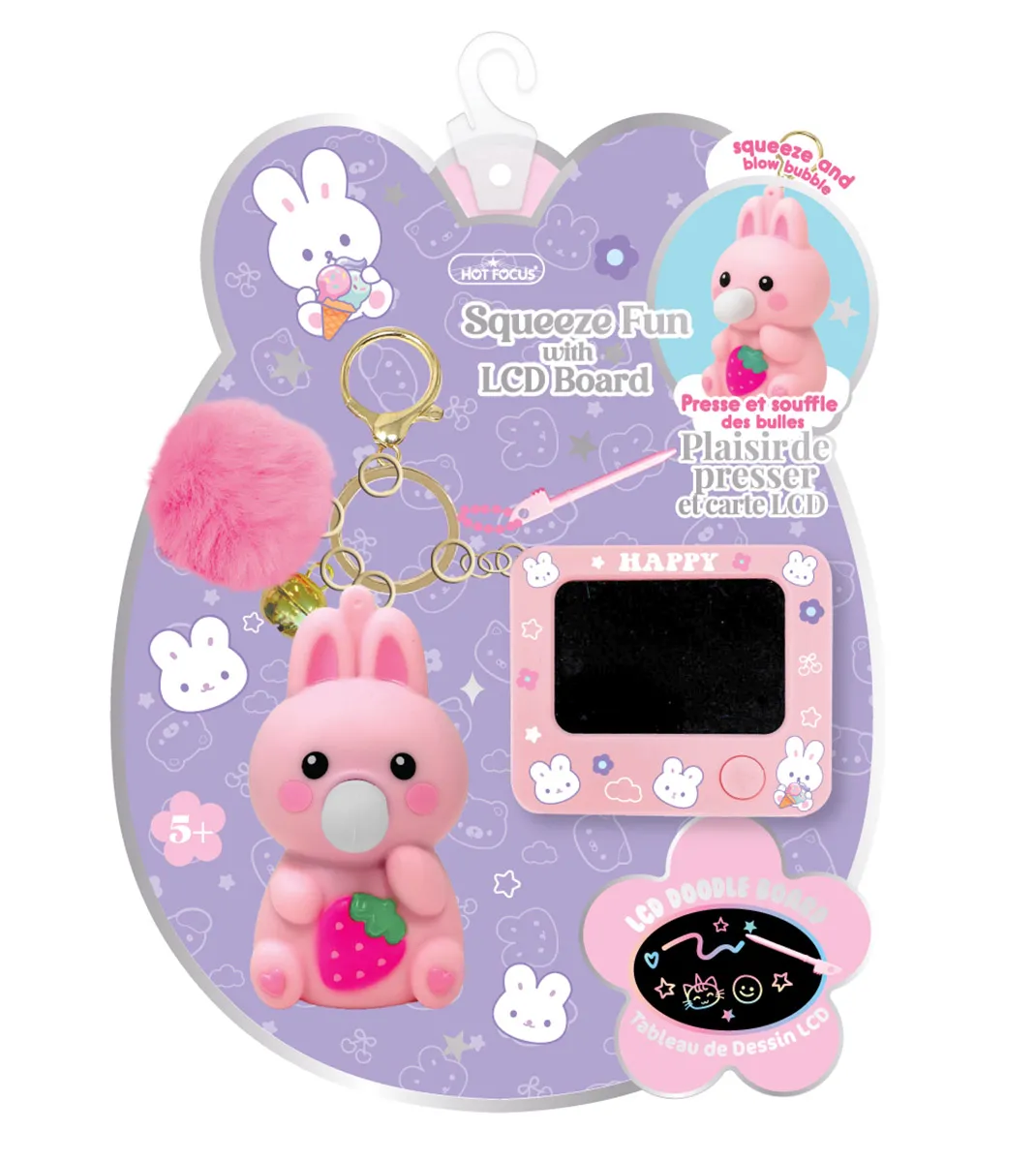 Privezak za ključeve sa antistres igračkom i lcd ekranom za pisanje BUNNY