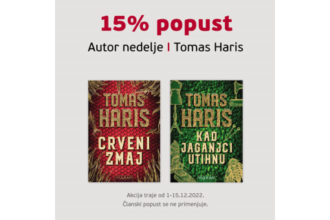15% POPUSTA NA KNJIGE TOMASA HARISA U ODABRANIM KNJIŽARAMA