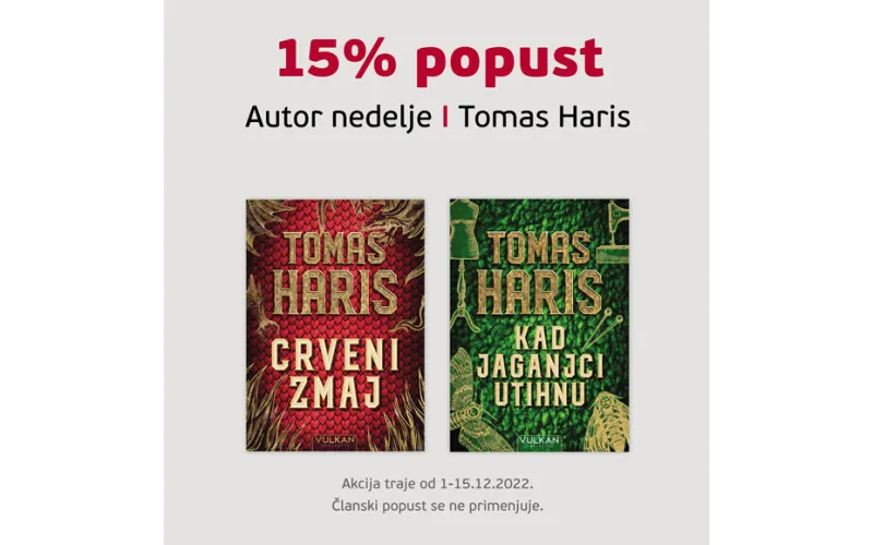 15% POPUSTA NA KNJIGE TOMASA HARISA U ODABRANIM KNJIŽARAMA