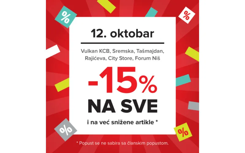 15% popusta 12. oktobra u odabranim knjižarama