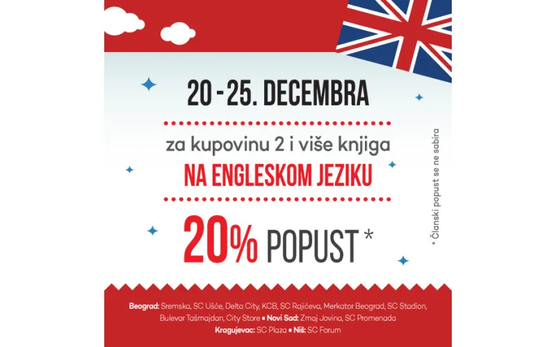 20% popusta na kupovinu 2 i više knjiga na engleskom jeziku