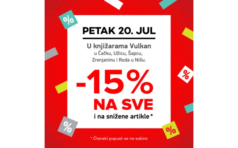 Iskoristite popust od 15% u odabranim Vulkanovim knjižarama