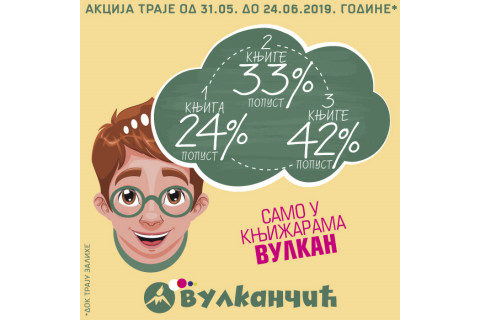 Knjige za decu na popustu - 1 knjiga 24%, 2 knijge 33%, 3 knjige 42% popusta