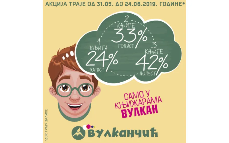 Knjige za decu na popustu - 1 knjiga 24%, 2 knijge 33%, 3 knjige 42% popusta