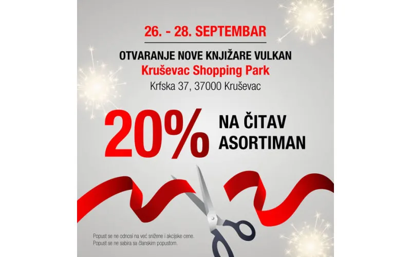 Nova knjižara Vulkan Kruševac Shopping Park