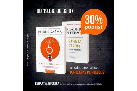 30% popusta na odabrane  naslove popularne psihologije