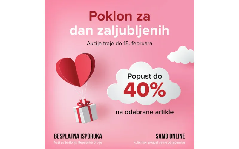 Poklon za Dan zaljubljenih - ONLINE popust do 40%