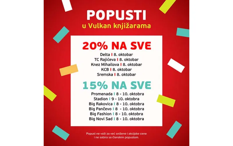 VIKEND POPUSTI U VULKAN KNJIŽARAMA
