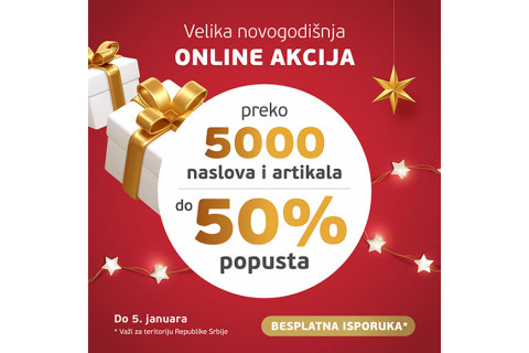Velika novogodišnja ONLINE akcija - 5000 naslova i artikala