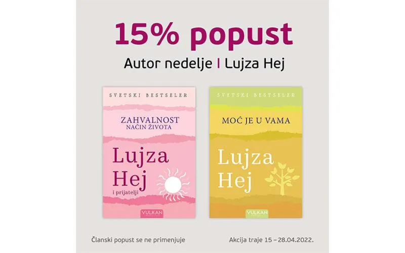 Autor nedelje Lujza Hej u odabranim knjižarma