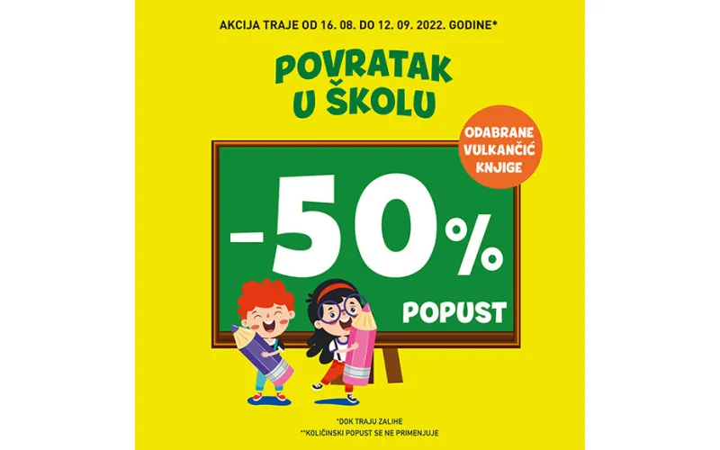 Povratak u školu - knjige za decu na 50% popusta