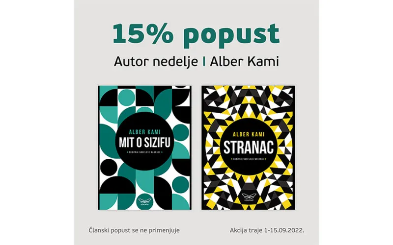 15% POPUSTA na knjige ALBERA KAMIJA u odabranim knjižarama.