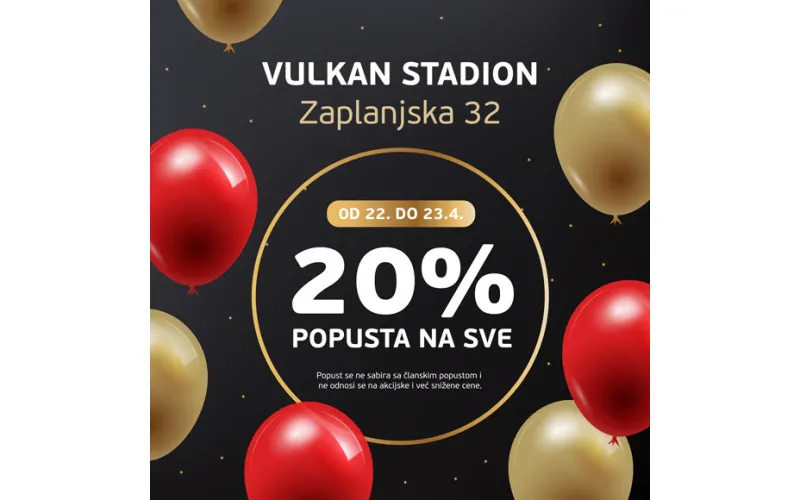 20% POPUSTA NA SVE U KNJIŽARI VULKAN STADION