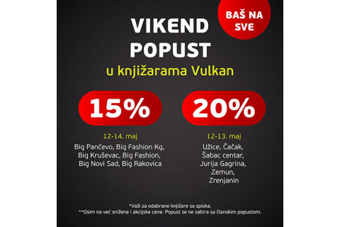Vikend popust u knjižarama Vulkan