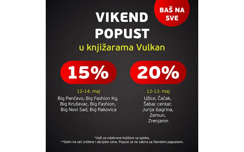 Vikend popust u knjižarama Vulkan
