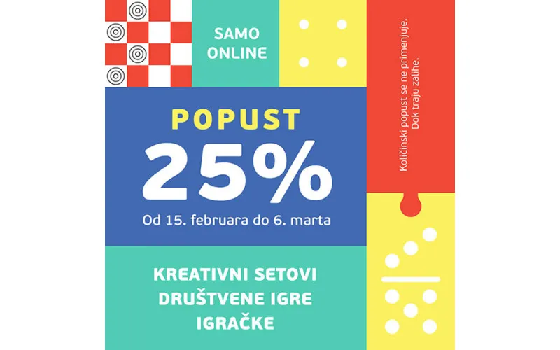 25% online popusta na igračke i društvene igre
