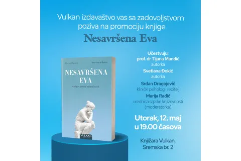 Promocija knjige Nesavršena Eva 12. maja, u Knjižari Sremska 2