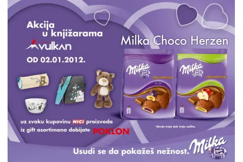 Poklon akcija Knjižara Vulkan i Milka Choco Herzen se nastavlja i u 2012!