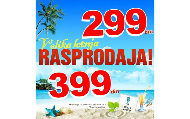Velika letnja rasprodaja - knjige za 299 i 399 dinara