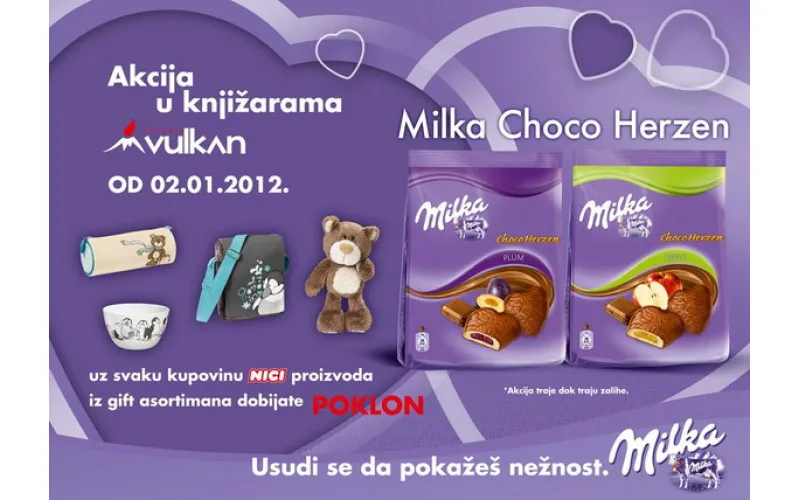 Poklon akcija Knjižara Vulkan i Milka Choco Herzen se nastavlja i u 2012!