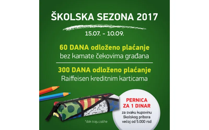 Iskoristite pogodnosti prilikom plaćanja tokom školske sezone 2017.