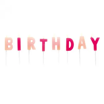 Rođendanske svećice Happy Birthday - Pink 7cm 