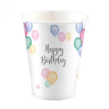 Osam rođendanskih čaša HAPPY BDAY PASTEL 250 ML 