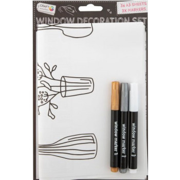 Set za dekoracuju stakla - 3 markera + 3 šablona 