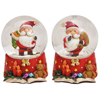 Novogodišnja snežna kugla DEDA MRAZ I MEDA 9cm 