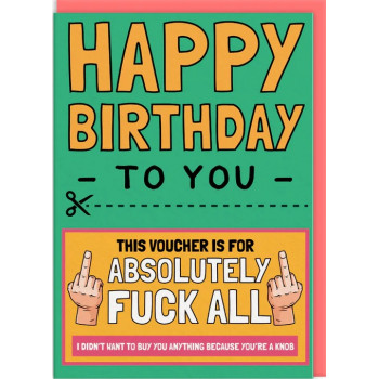 Rođendanska čestitka VOUCHER FOR ABSOLUTELY F*CK ALL 