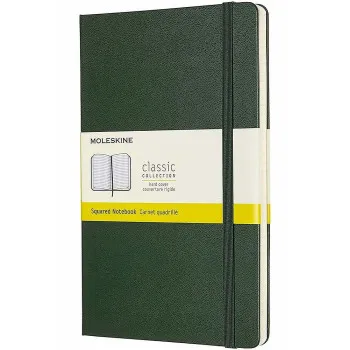 Notes 13 x 21 MOLESKINE Myrtle Green, tvrdi povez, na kvadratiće 