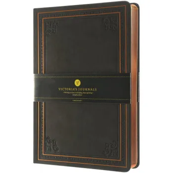 Notes VICTORIA'S JOURNALS VINTAGE - CRNI 14x20, 128 strana na linije 