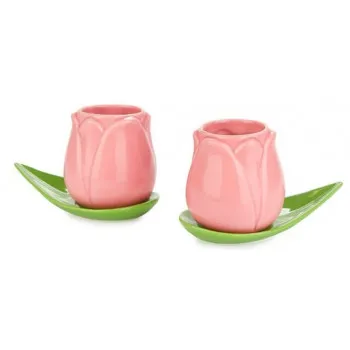 Set dve keramičke šolje sa tacnom LALE - PINK 