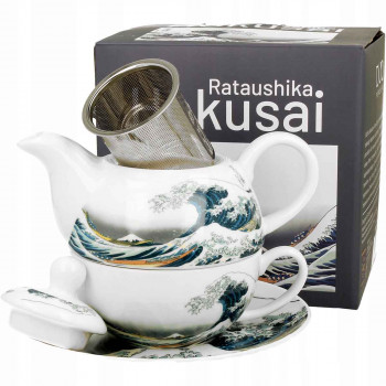 Čajnik sa šoljom i infuserom THE GREAT WAVE - K. HOKUSAI 