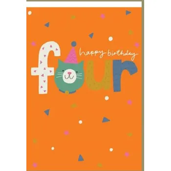 Rođendanska čestitka FOUR - CAT HAPPY BIRTHDAY 