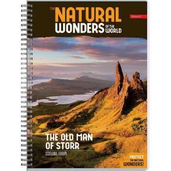 Sveska na kvadratiće A4 sa spiralom NATURAL WONDERS 80 listova (Više vrsta) 