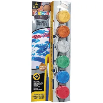Set 6 tempera sa četkicom METALIK 25 ml 