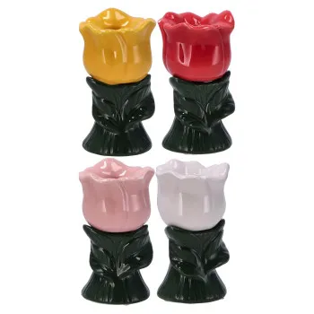 Keramički držač za sveće u obliku cveta  9,5x5,5cm ČETIRI VRSTE 
