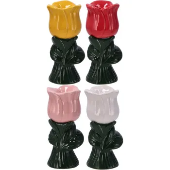 Keramički držač za sveće u obliku cveta 15,5x7cm ČETIRI VRSTE 