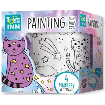 Kreativni set ŠOLJA ZA BOJENJE + 4 MARKERA - MAČKA 