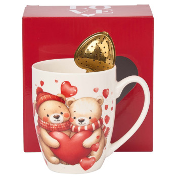 Šolja sa infuzerom u obliku srca MEDE SA SRCIMA 