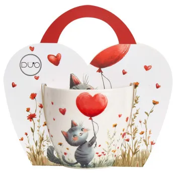 Šolja LOVE - MAČKA SA BALONOM 460ml 