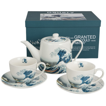 Čajnik sa dve šolje THE GREAT WAVE - K. HOKUSAI 