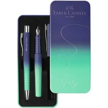 FABER CASTELL set POLY hemijska olovka+naliv pero BUZZING BLUE 